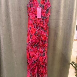 Floral Pink and Red Maxi Dress